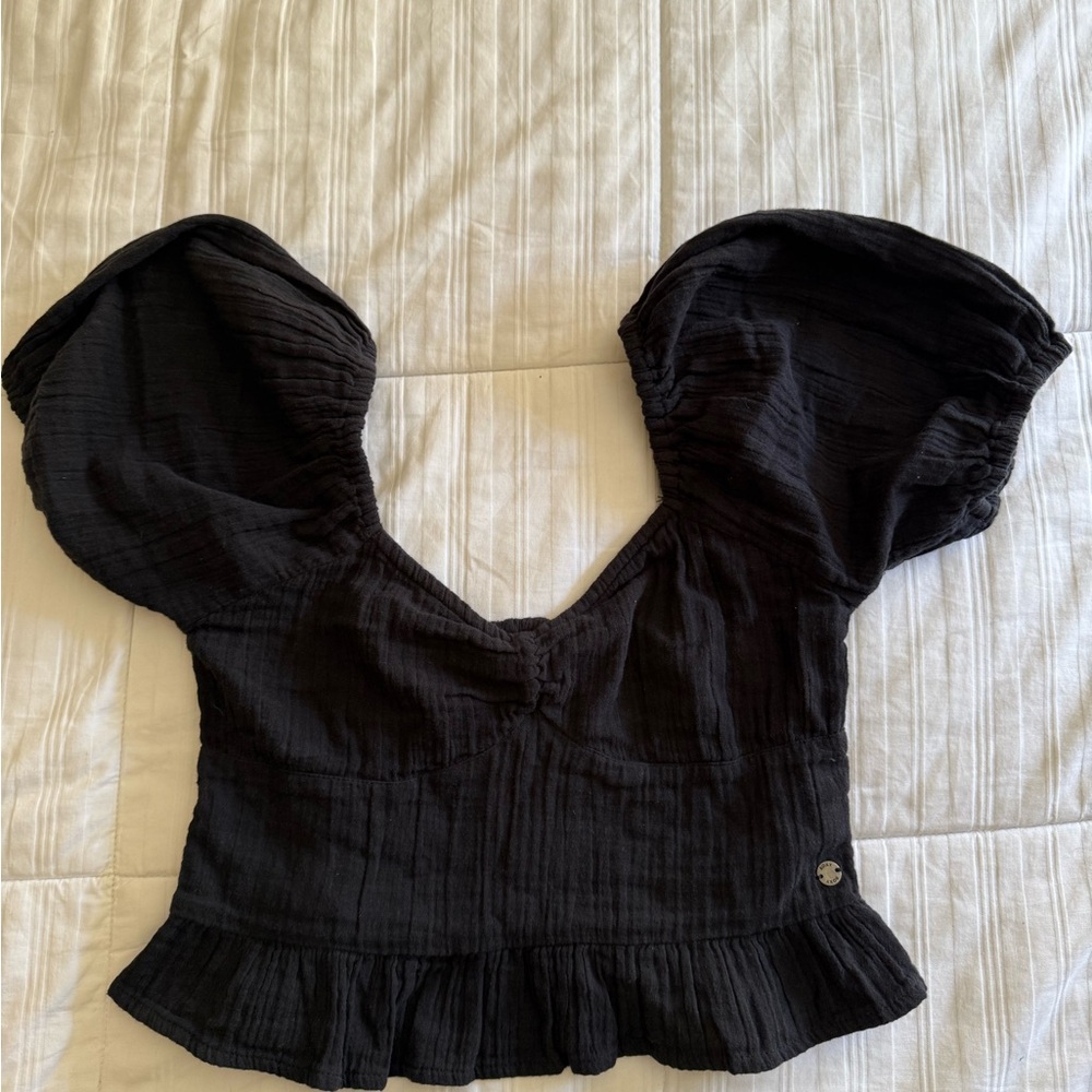 Roxy Black Puff Sleeve Blouse